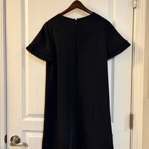 Ann Taylor Women's Petite Sheath Dress Eyelet Trim Size 8P Black